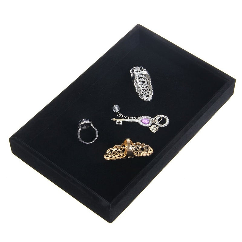Youngy Stackable Jewelry Trays Inserts Velvet Catch All Jewelry Display Tray Case - Black - Image 4